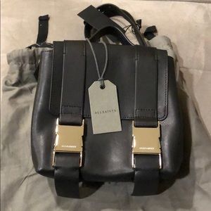 allsaints clip leather backpack